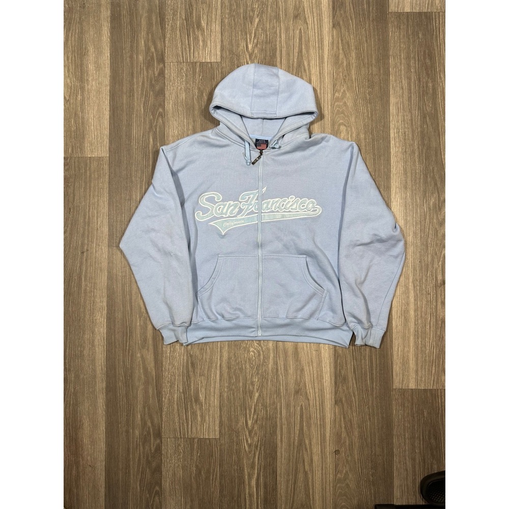 Gogo Sports San Francisco Zip Up Hoodie Light Blue Embroidered XL Sweatshirt